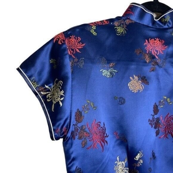 VINTAGE Long Cheongsam Dress Slim Qipao Chinese Lady Satin Dress Gown Size Small - Picture 4 of 11